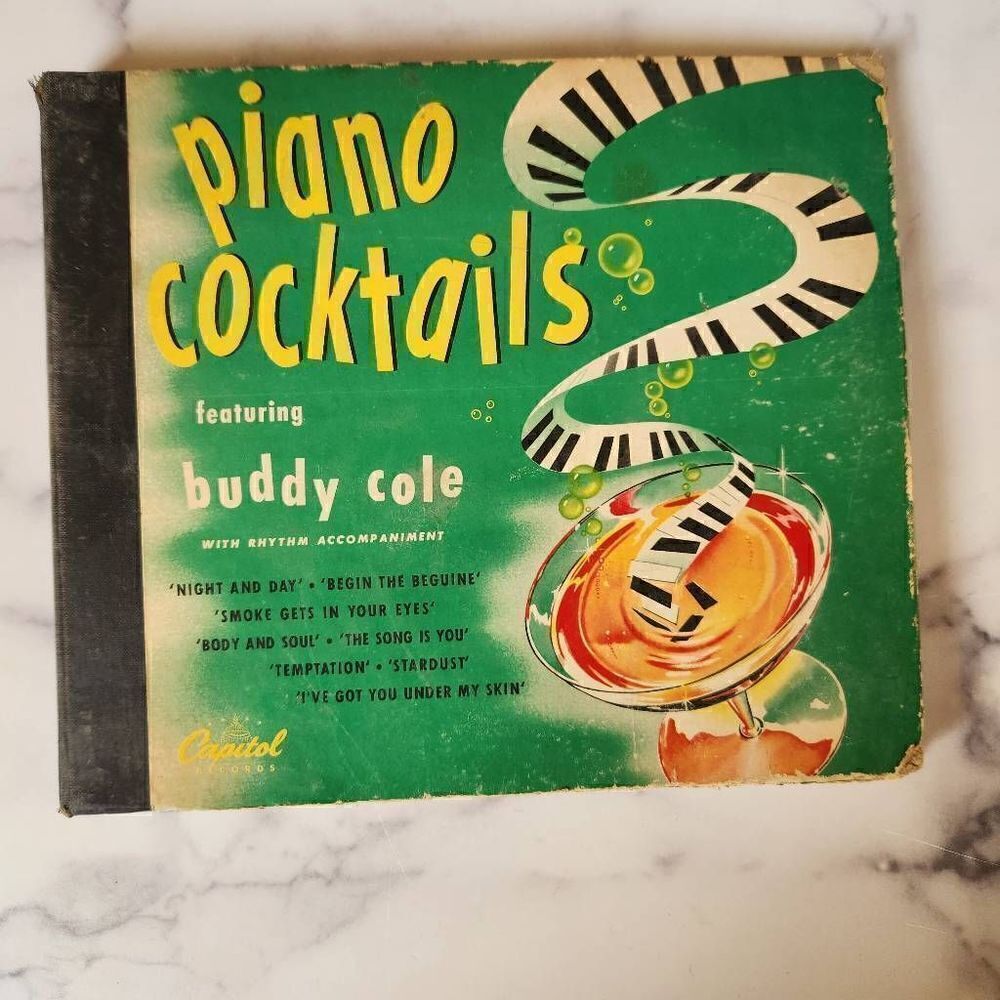 Piano cocktails vinyl records thick cover 1946 Buddy Cole Jazz Capitol records
